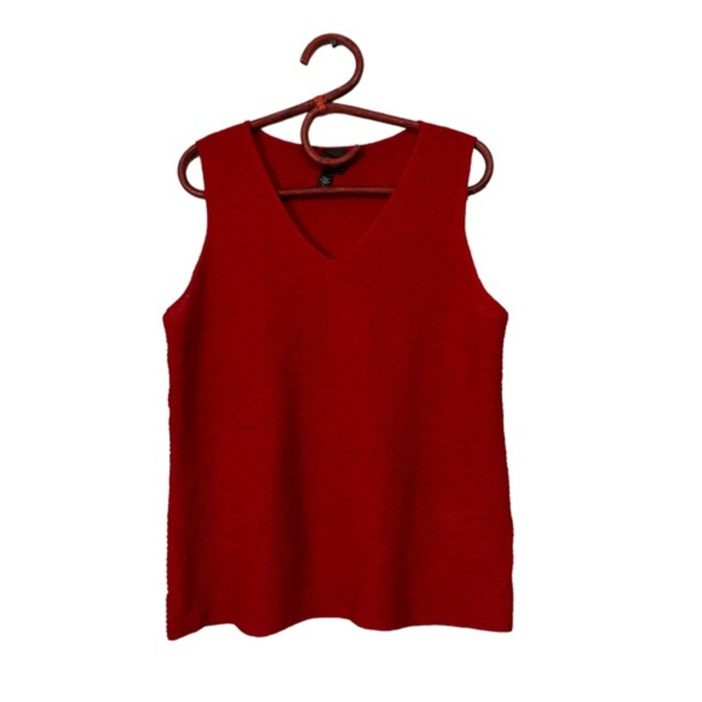 Eileen Fisher Italian Yarn Wool‎ Ribbed Sleeveless Top Large Red